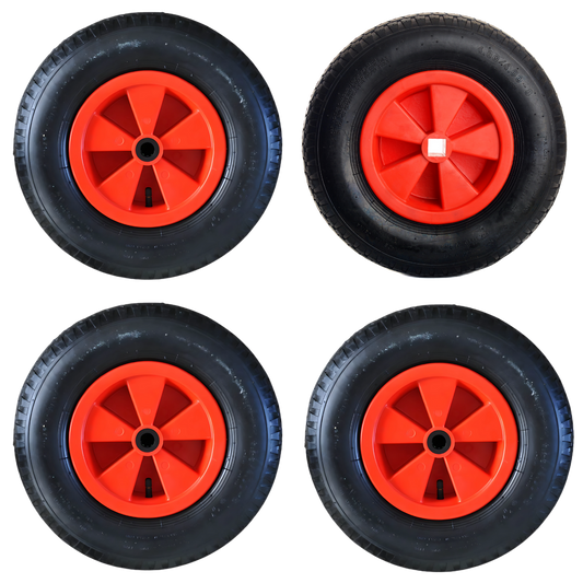 3 skelterwielen met ronde as en 1 aandrijfwiel25mm4.804.00-8